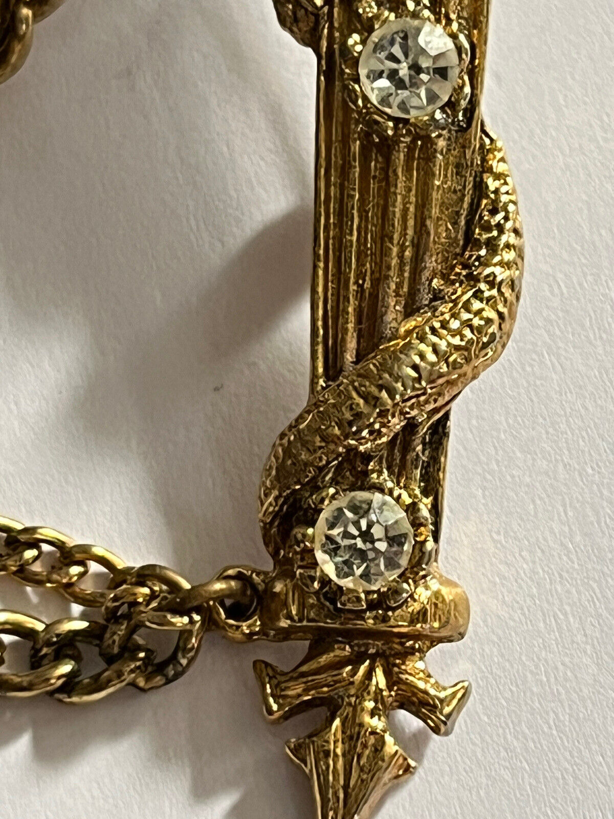 Vintage Gold Tone Elephant Trunk Wrap Around Brooch