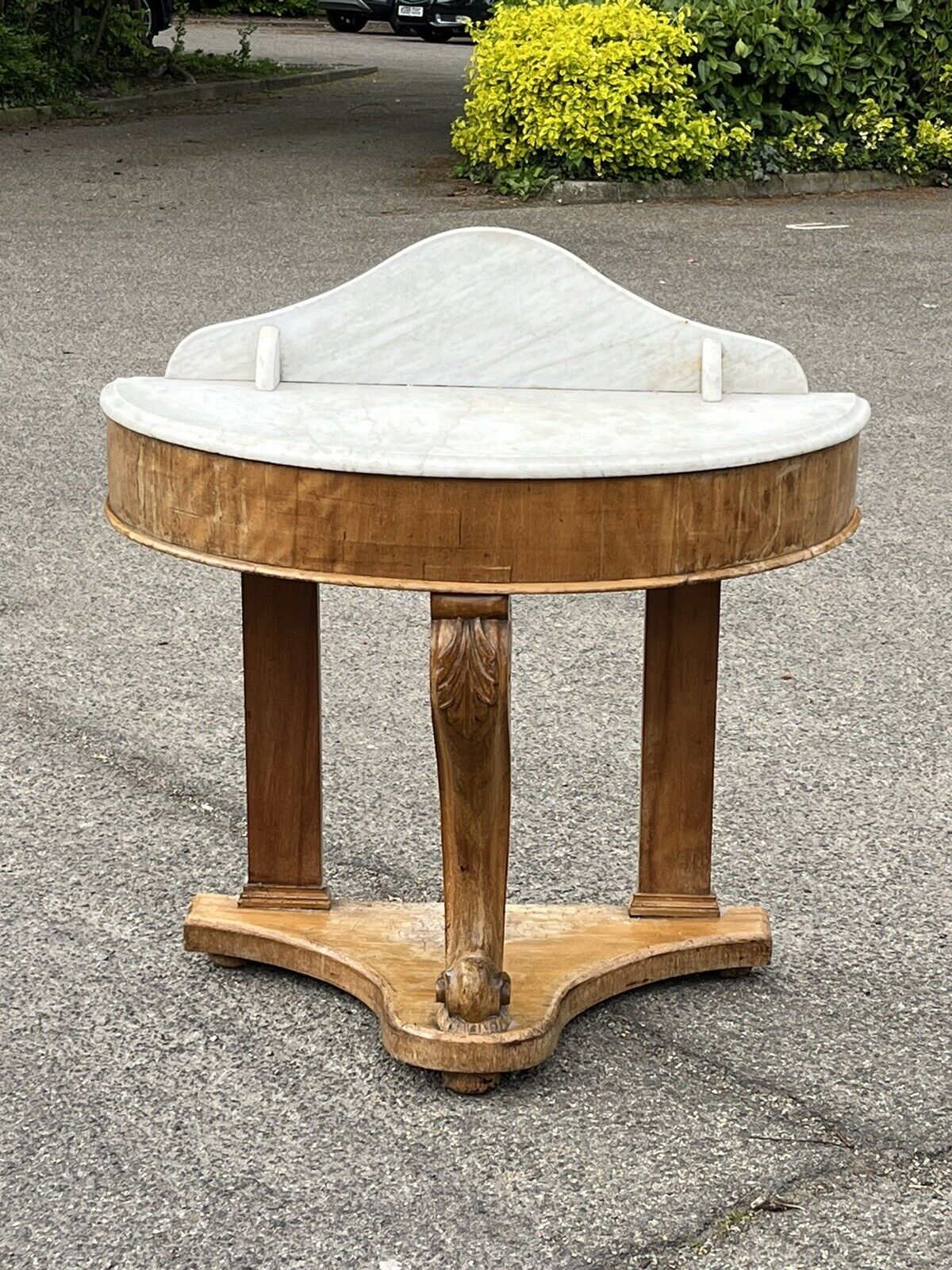 Victorian Half Round Hall Table With Marble Top