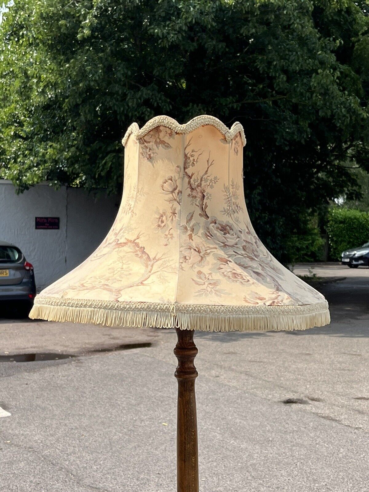 Mid Century Floor Standing Lamp With Original Shade.