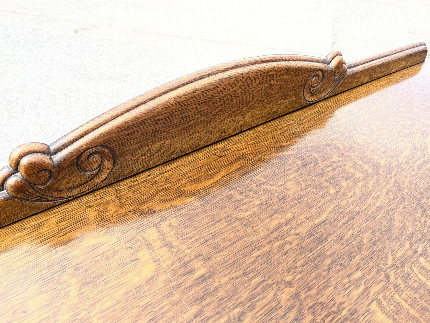 Art Deco Oak Sideboard. Circa 1930’s. Carved With Flowers . Lots Of Storage.