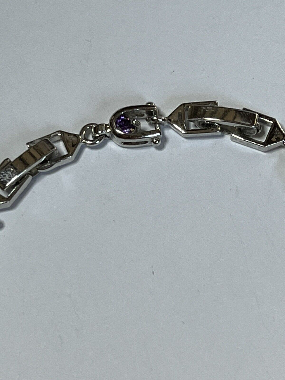 Vintage Silver Tone Multicoloured Diamanté Adjustable Tennis Bracelet