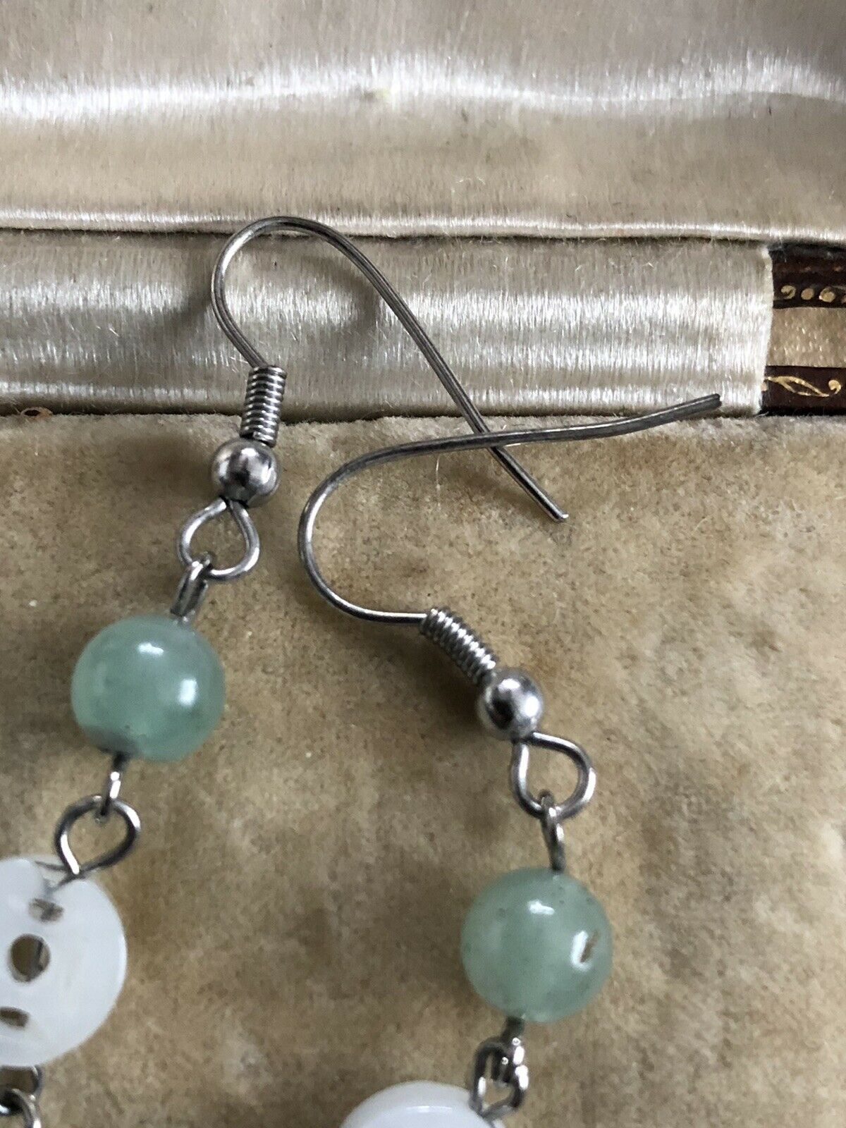 Vintage Silver 925 Jade Drop Earrings