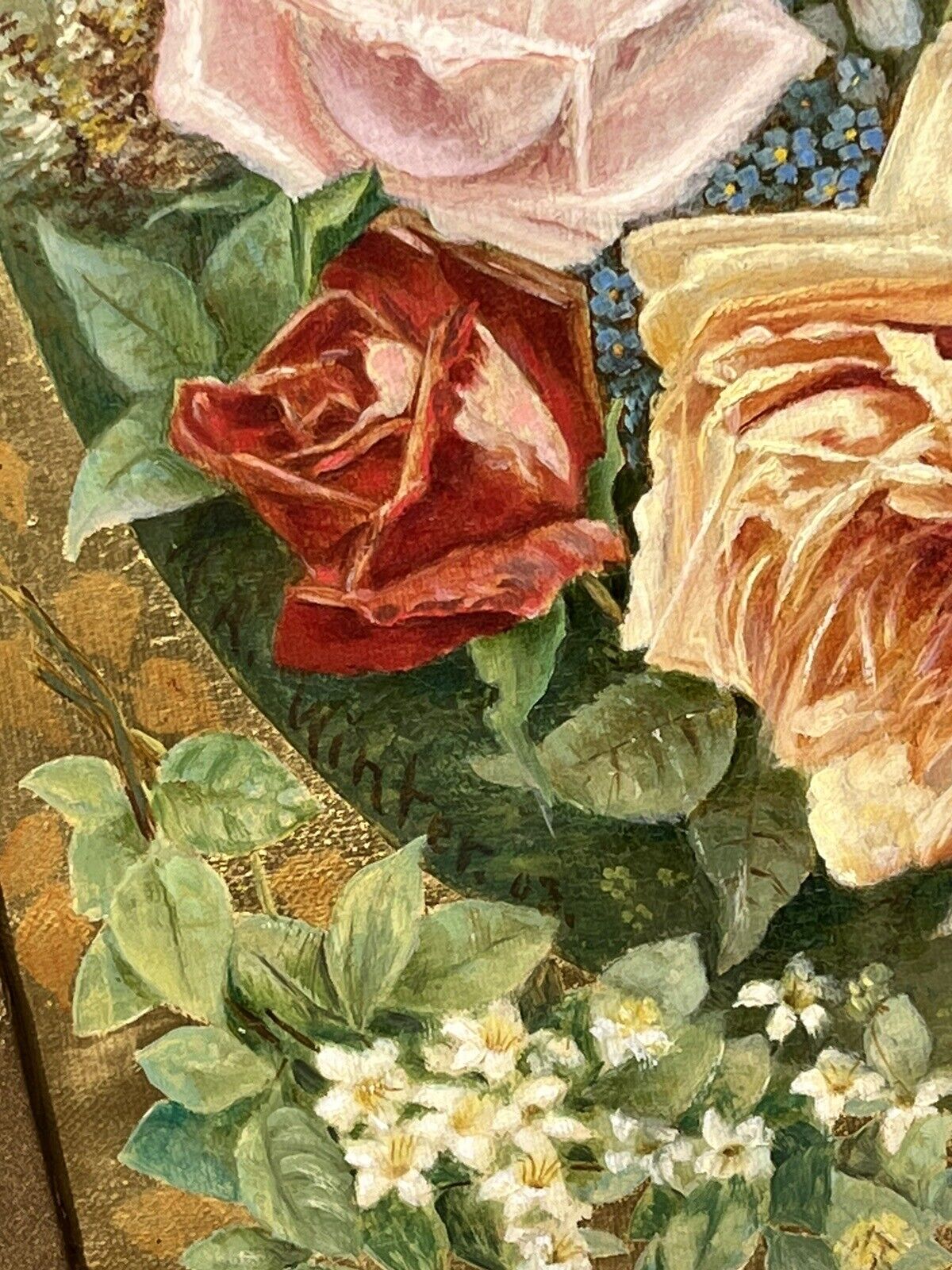 Antique Floral Still Life, On Canvas, Signed &Dated, Max Winter.