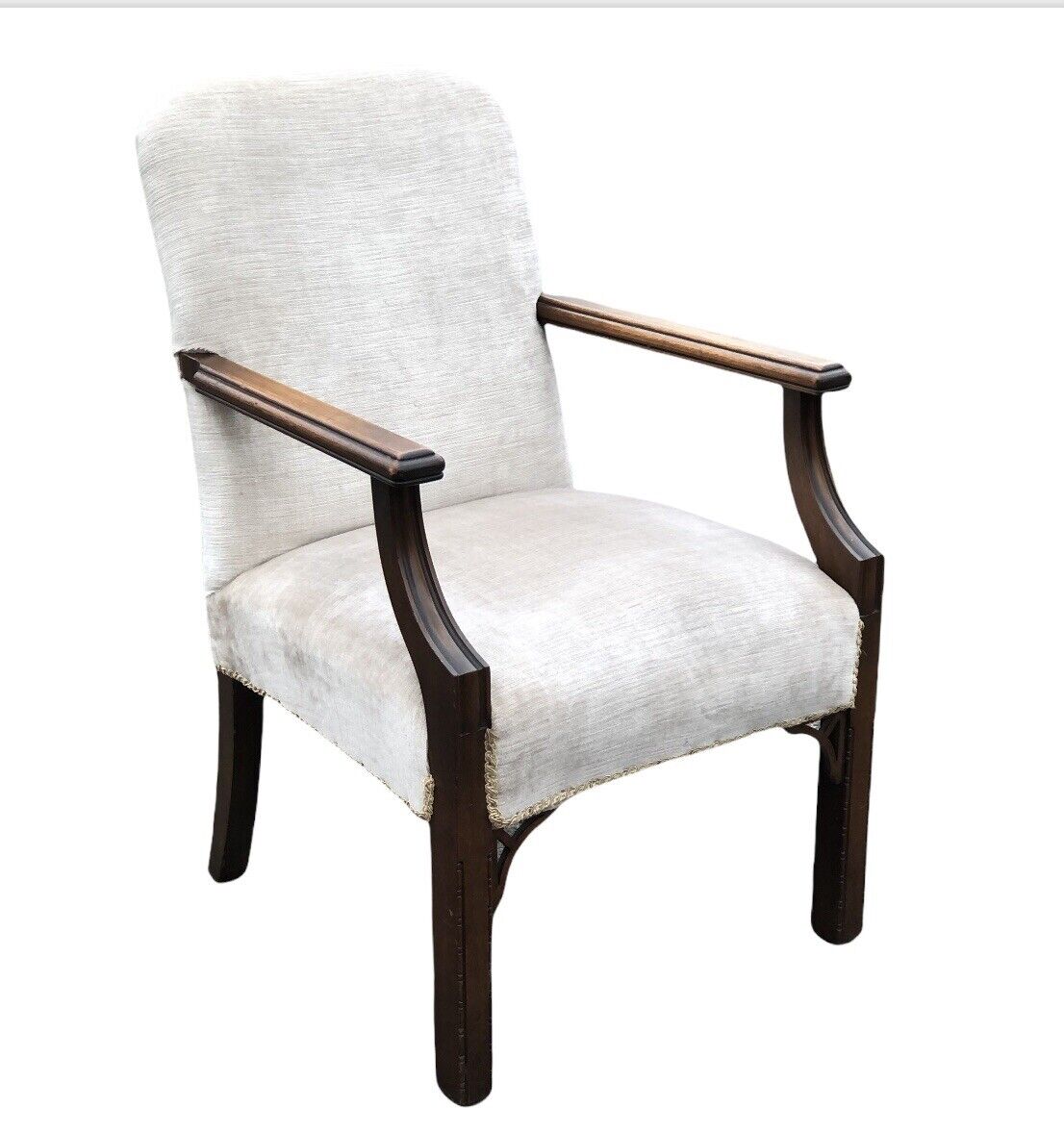 Antique Armchair In Mahogany And Upholstered. Reading Chair. Library Chair.