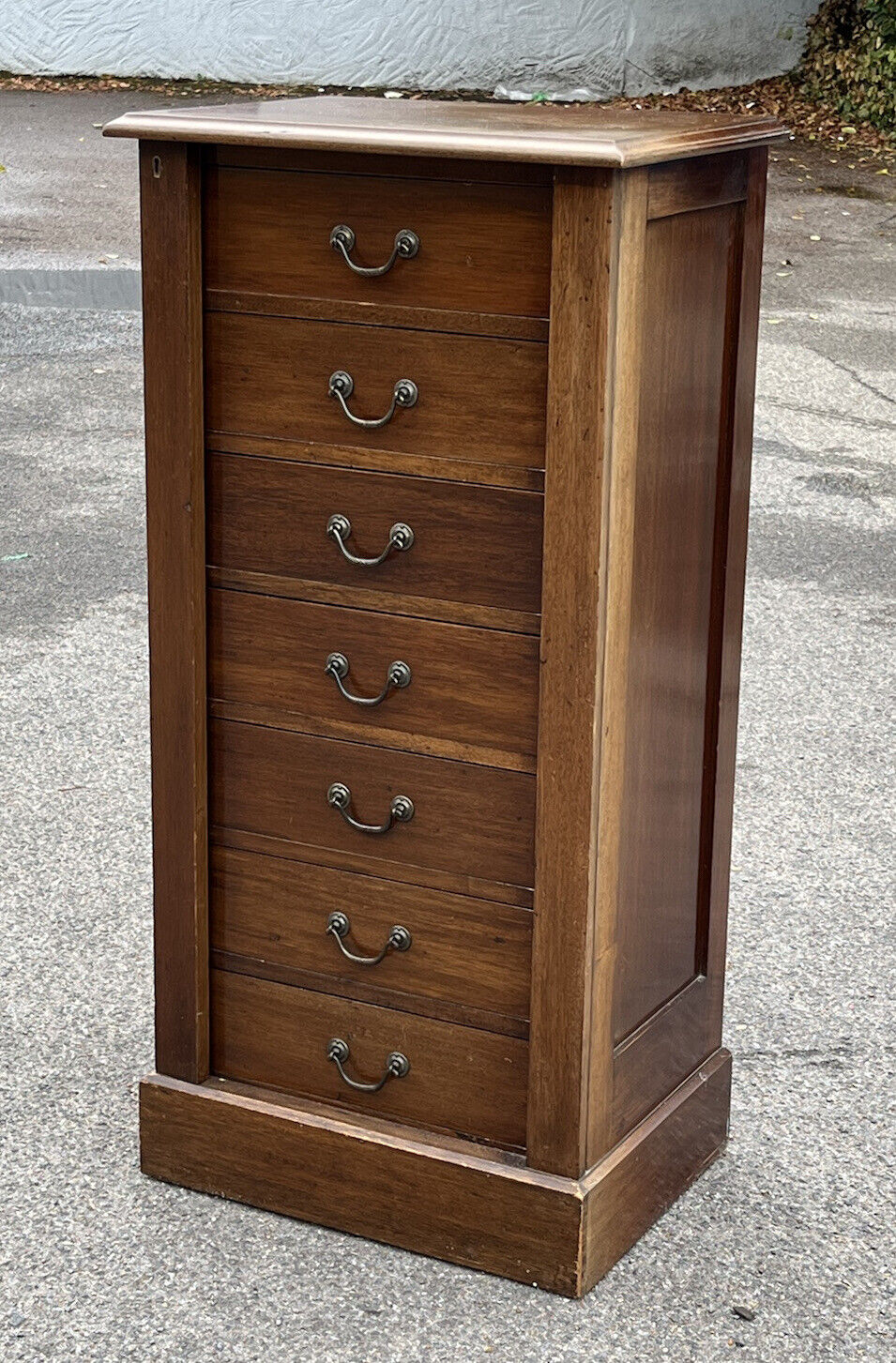 English Edwardian Mahogany Wellington Chest. With Working Lock & Key.