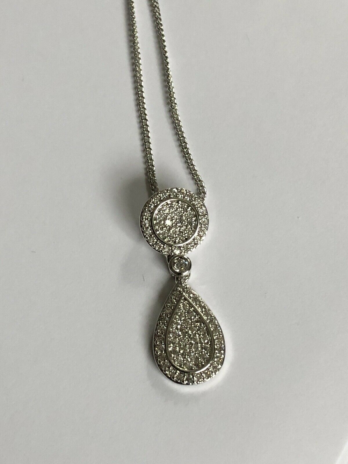 Vintage 1980s Rhodium Plated Detailed Diamanté Necklace