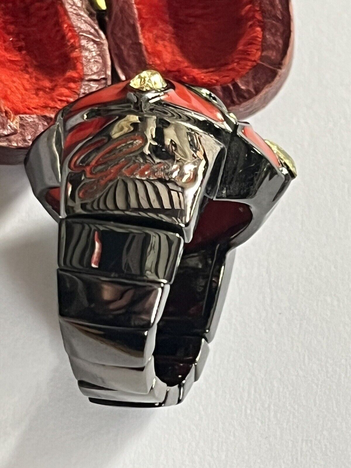 Vintage Designer Guess Orange Stone Gunmetal Ring
