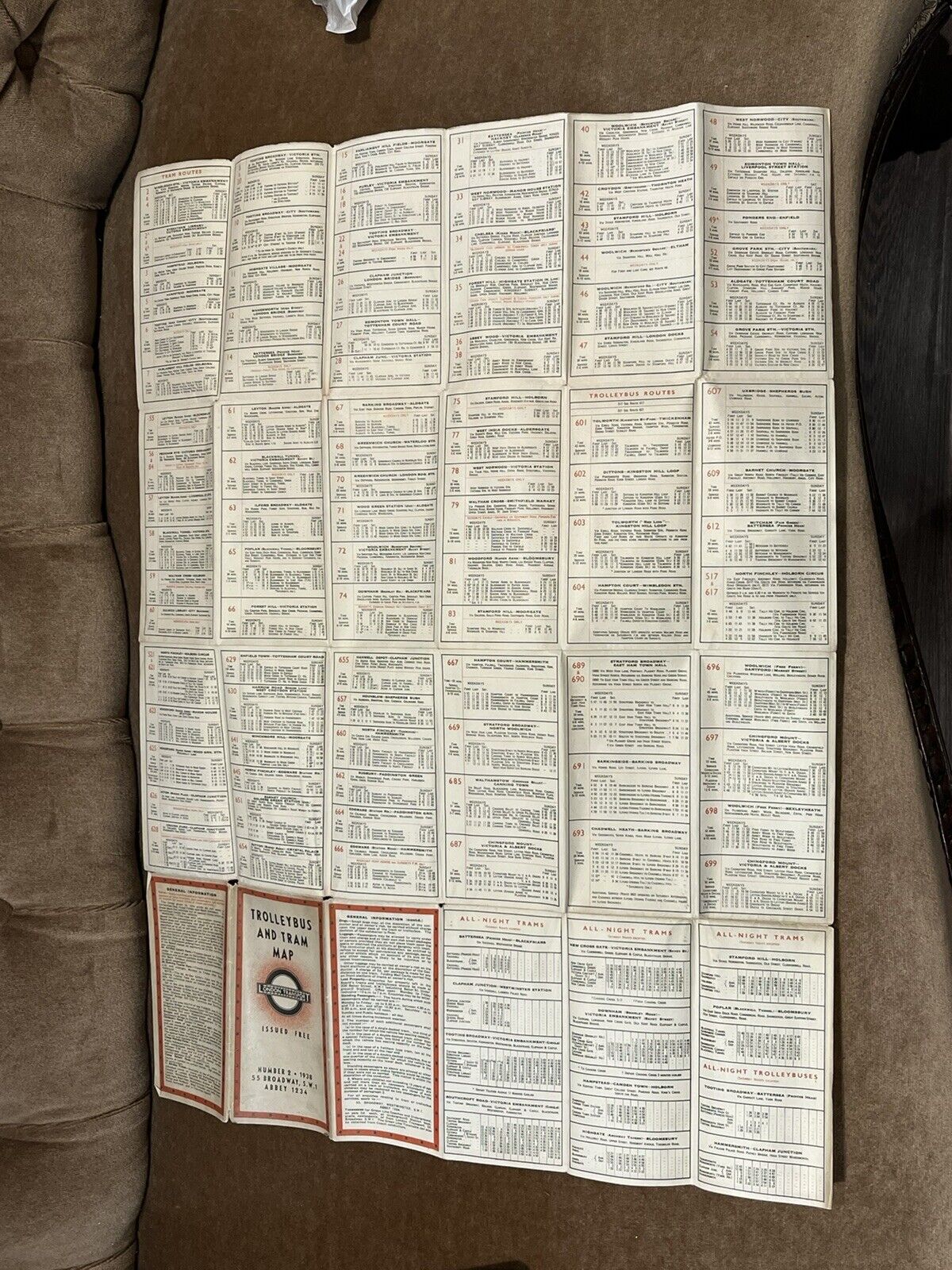 London Transport 1938 Number 2 Trolleybus And Tram Map
