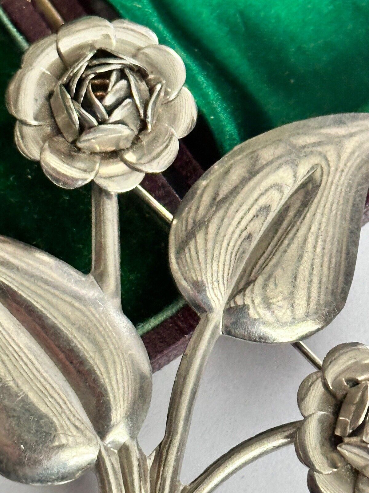 Vintage Silver Tone Flower Spray Brooch