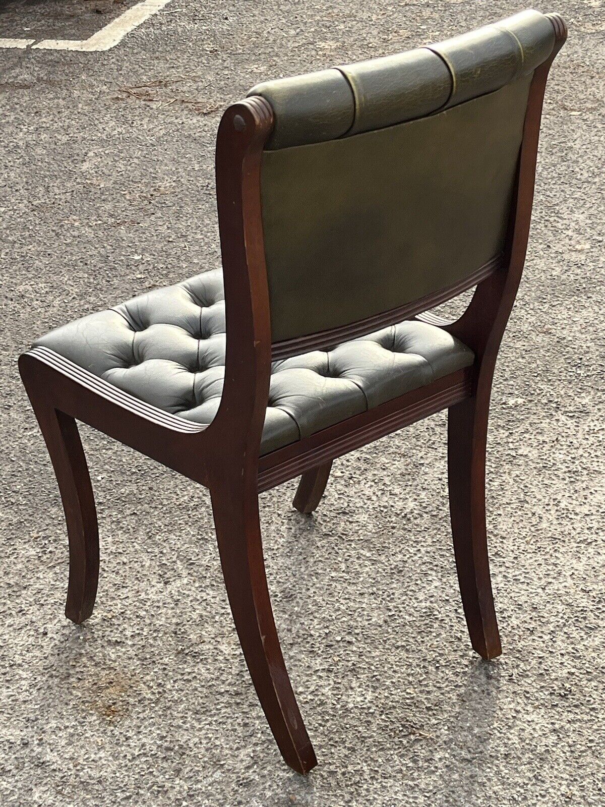 Green Leather Buttoned Back Desk Chair