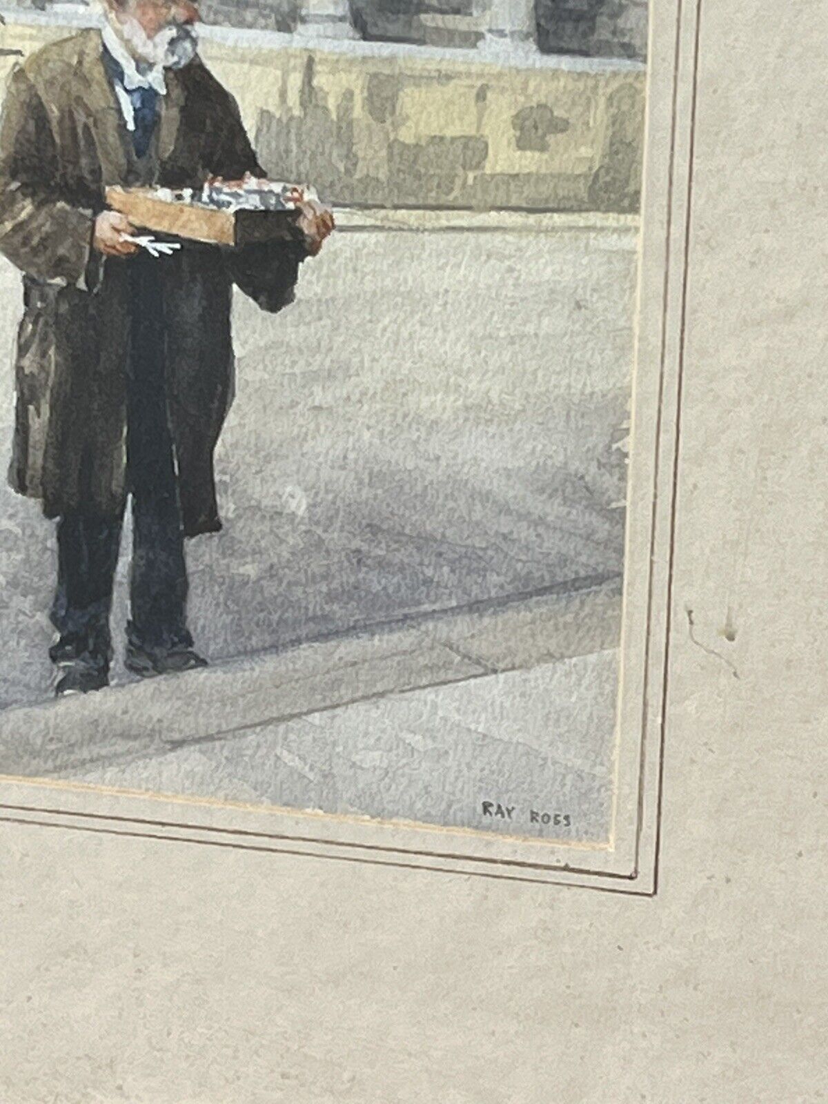 London Characters. Framed & Signed Watercolour By Ray Ross. “Street Seller”