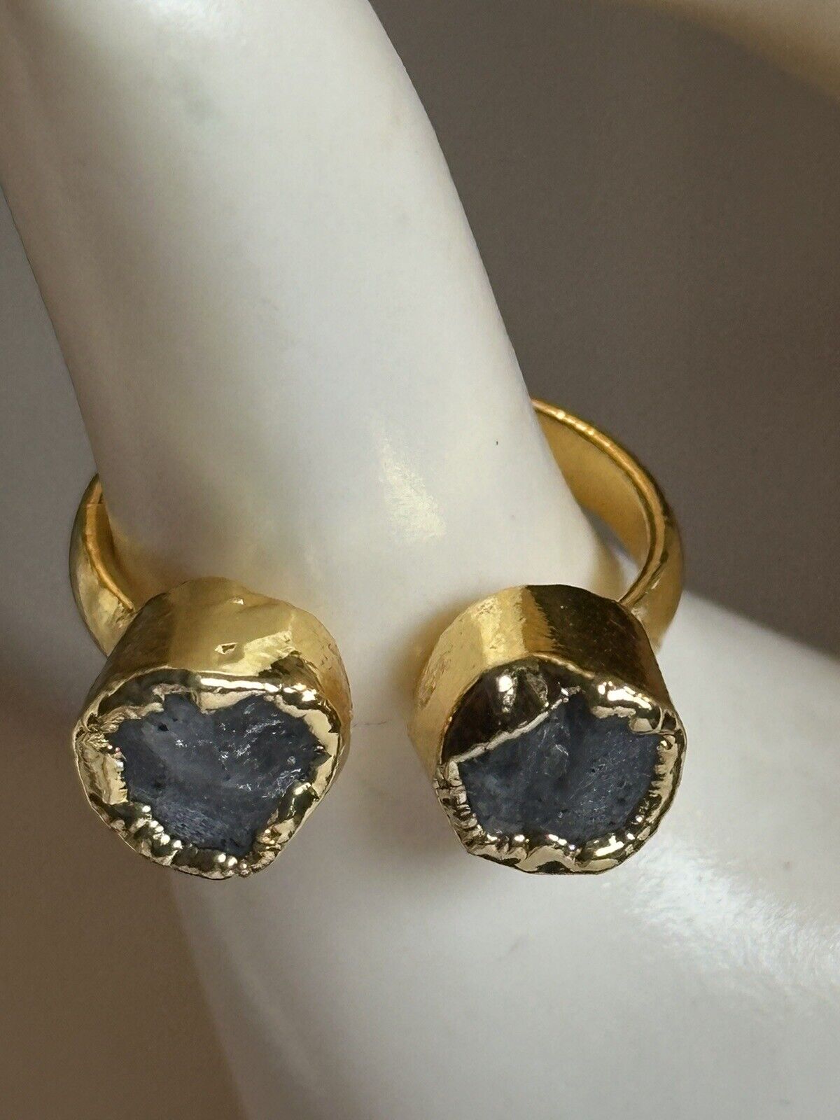 Sefa Huyuk 18k Gold Vermeil Etruscan Raw Dark Grey Tanzanite Ring