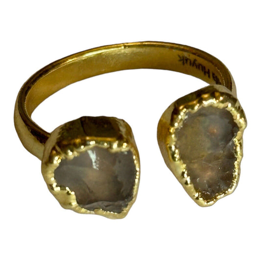 Sera Huyuk 18k Gold Vermeil Etruscan Raw Grey Pink Tanzanite Ring