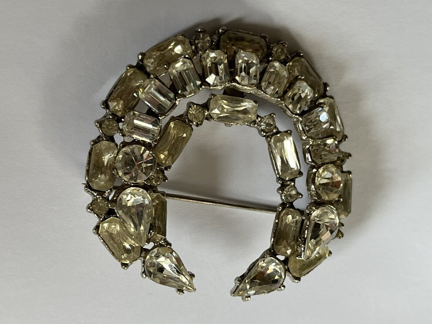 Vintage Paste Moon Crescent Statement Brooch