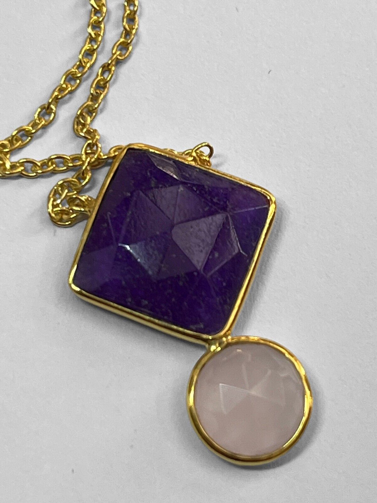 18k Gold Vermeil Amethyst Rose Quartz Necklace