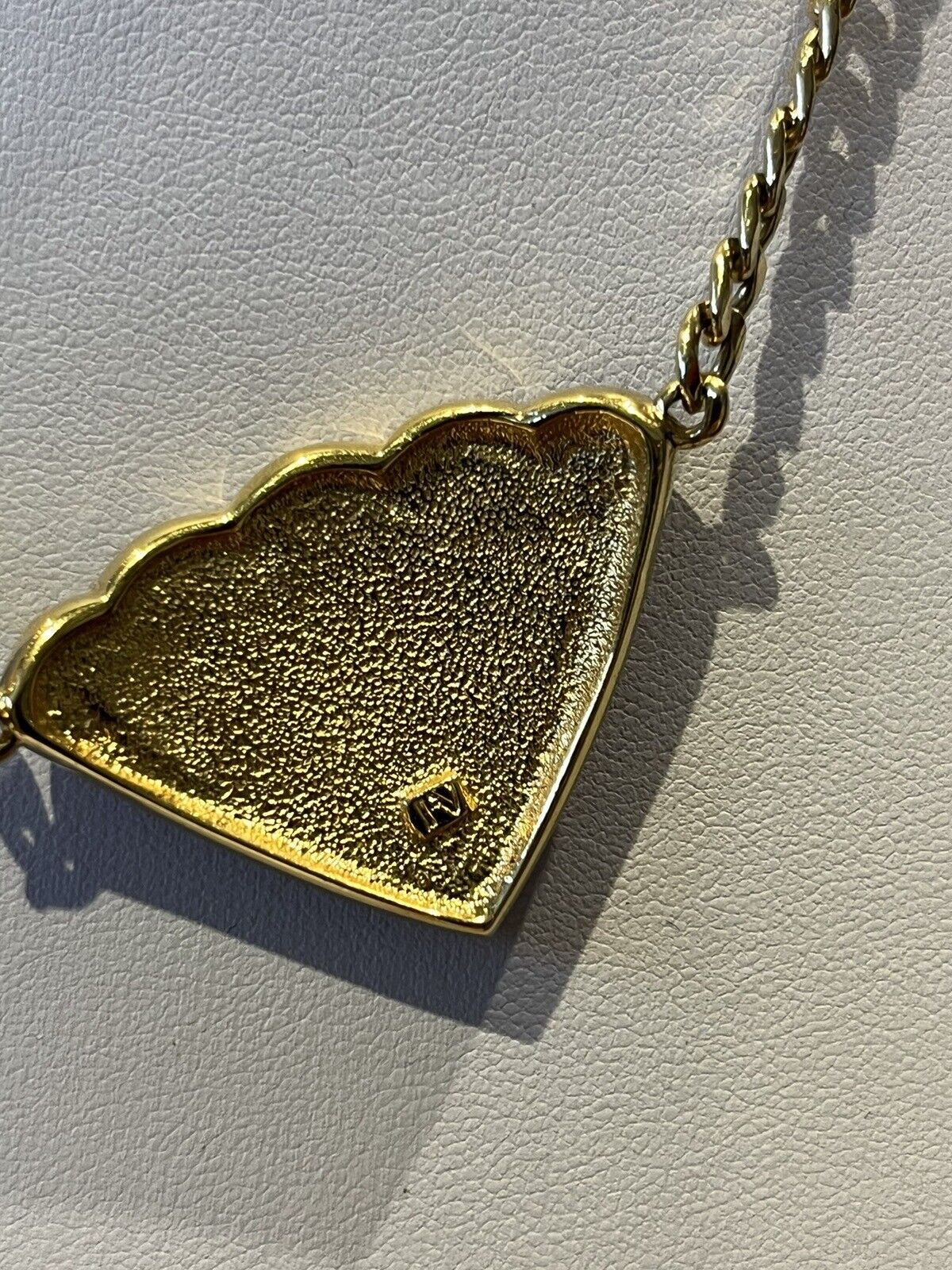 Vintage Gold Plated Blue Black Enamel Signed Necklace