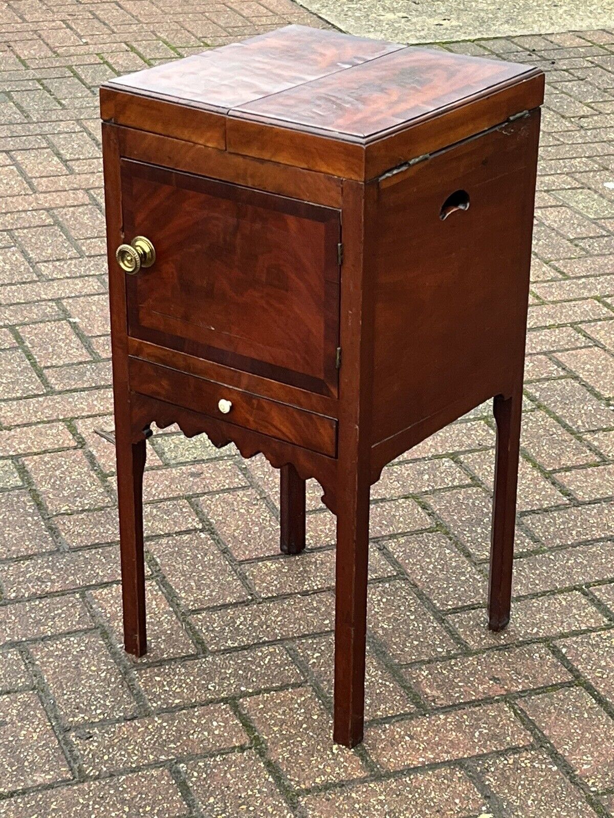 Georgian Mahogany Bedside Cabinet. With Cupboard And Drawer
