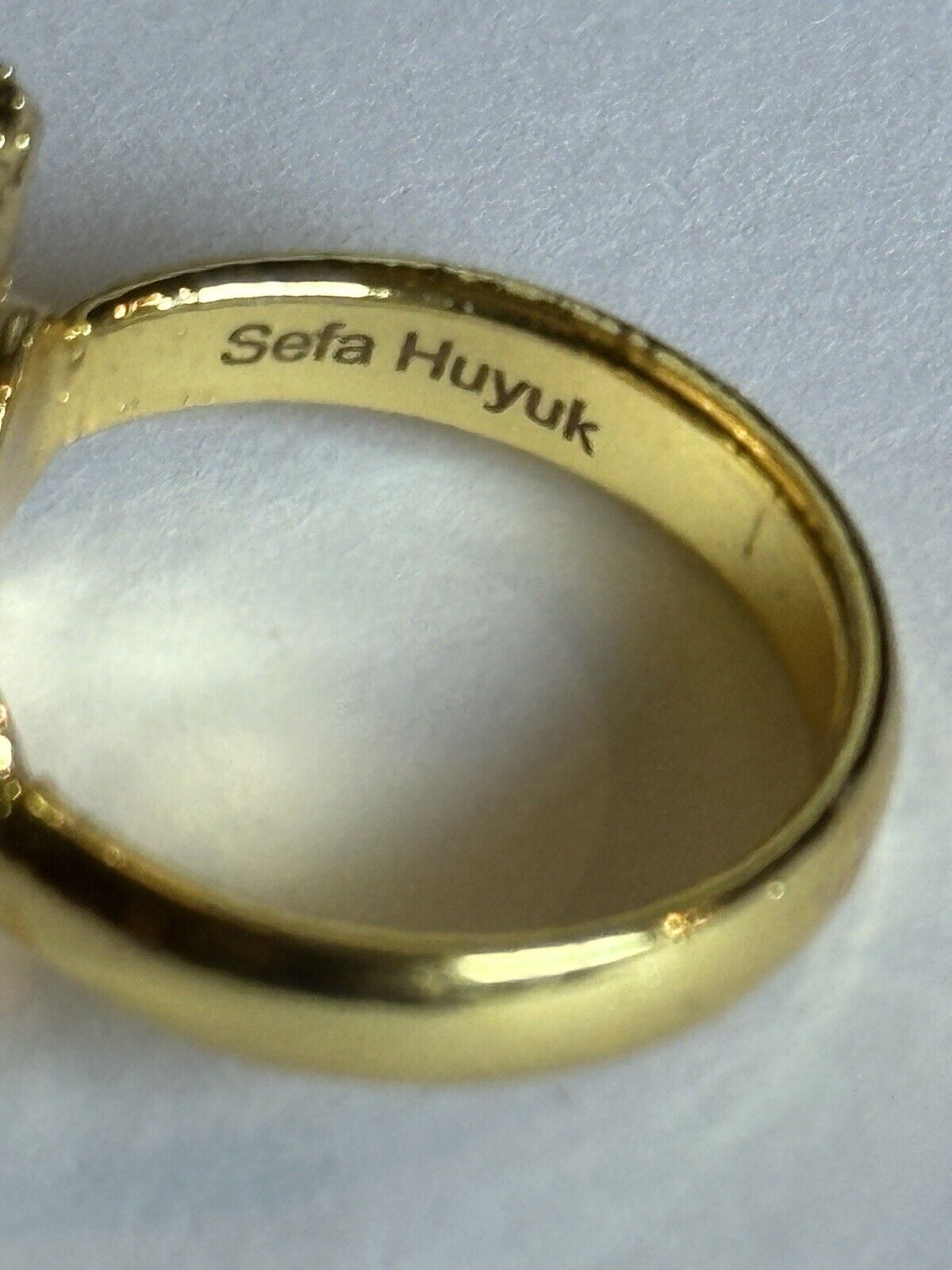 Sefa Huyuk 18k Gold Vermeil Etruscan Raw Dark Amethyst Ring