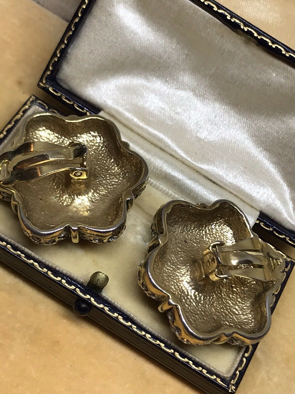 Vintage Diamanté Statement Clip On Earrings