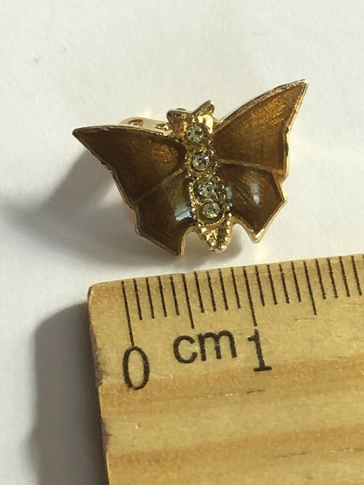 Vintage Enamel Diamanté Butterfly Brooch