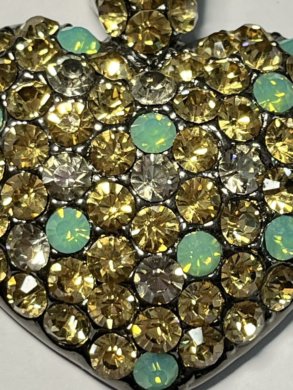 Vintage Statement Diamanté Heart Pendant Necklace