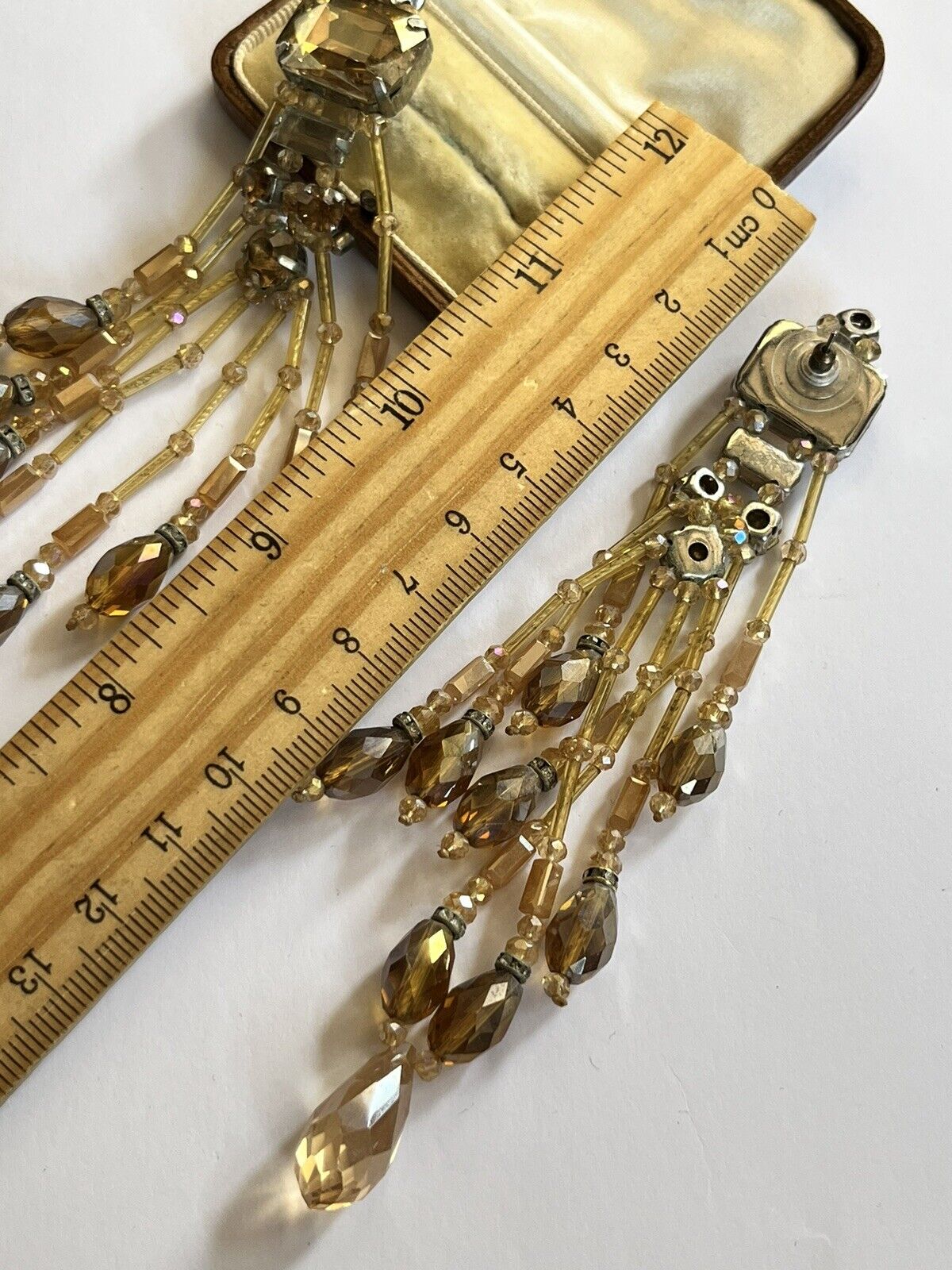Vintage Beaded Long Length Drop Earrings