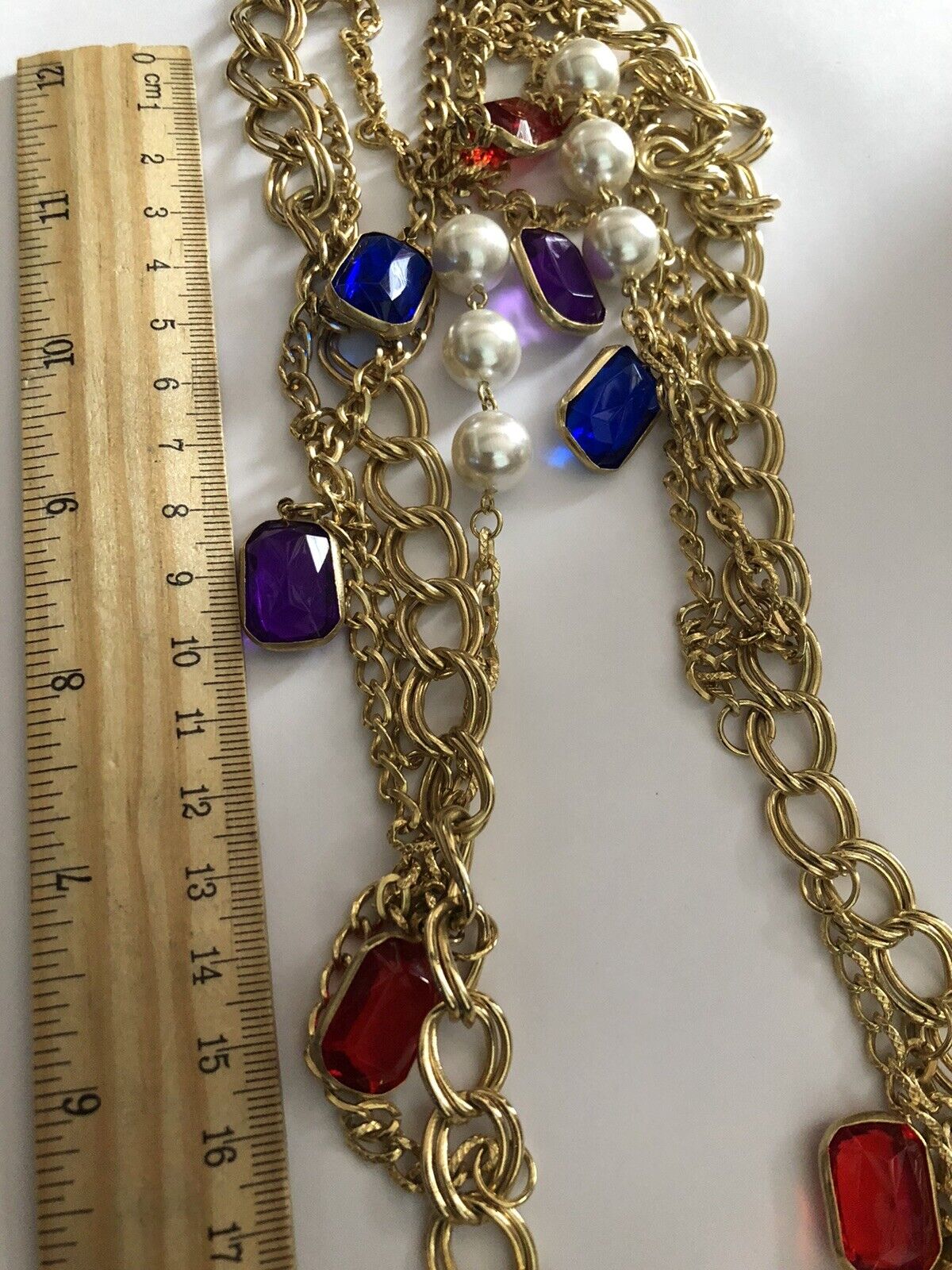 Vintage Gold Tone Multiple Strand Faux Pearl Necklace