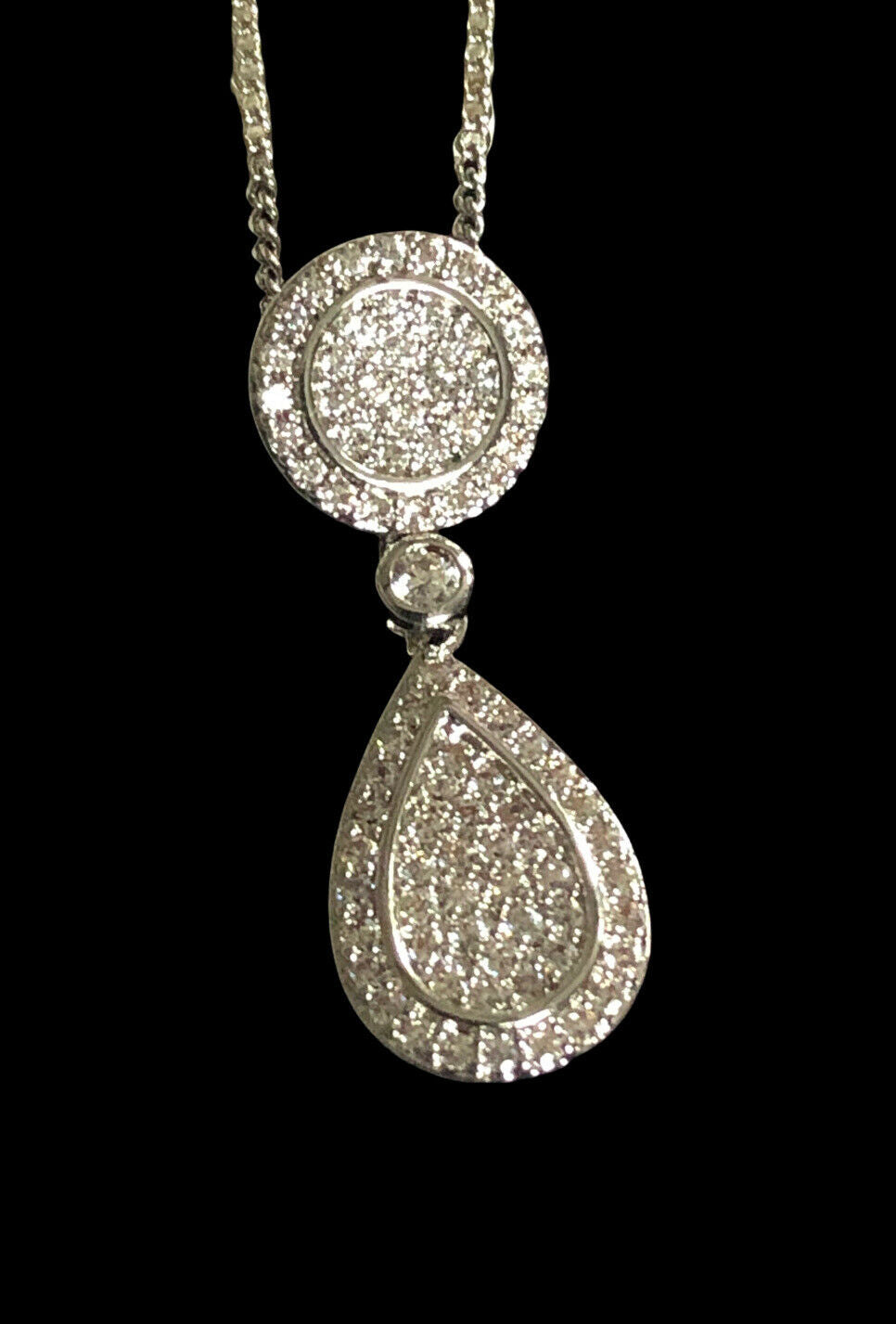Vintage 1980s Rhodium Plated Detailed Diamanté Necklace