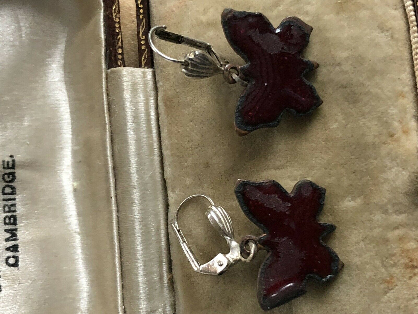 Vintage Red Enamelled Butterfly Earrings