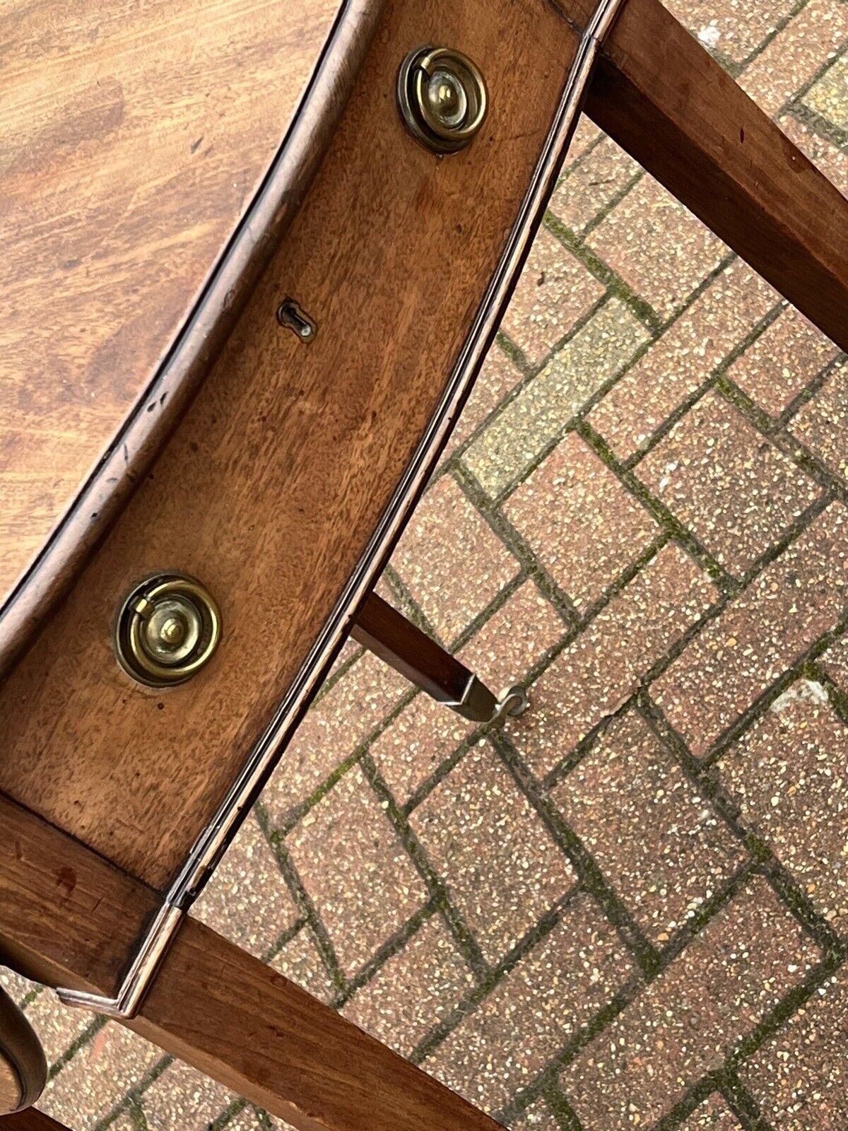 Antique Mahogany Sofa/Side Table. With Drawer, Fold Out Flaps
