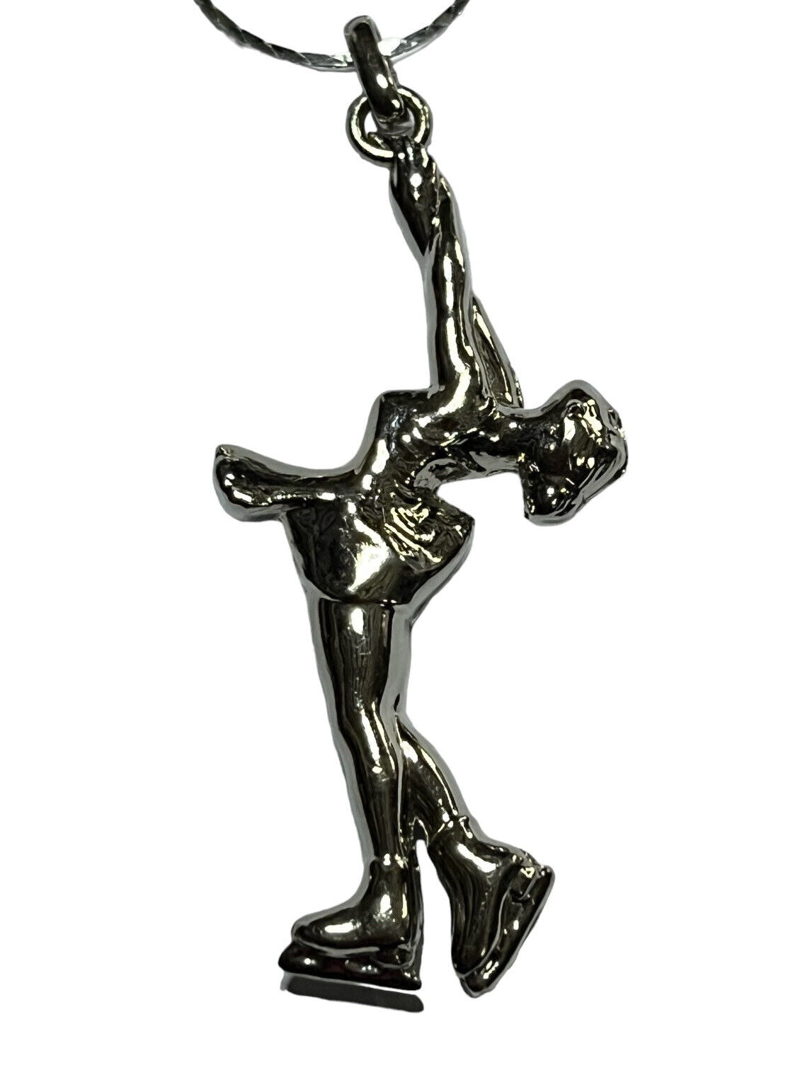 Vintage Silver Tone Iceskater Pendant Necklace