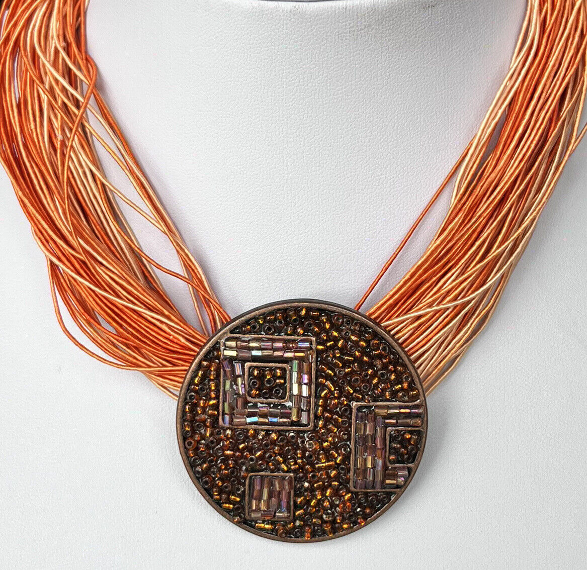 Vintage French Un Jour Ailleurs Orange Multi Strand Necklace