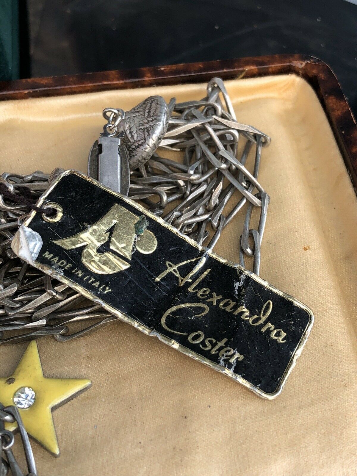 Vintage Alexandra Costa Anchors Flags Enamel Statement Necklace Italian Signed