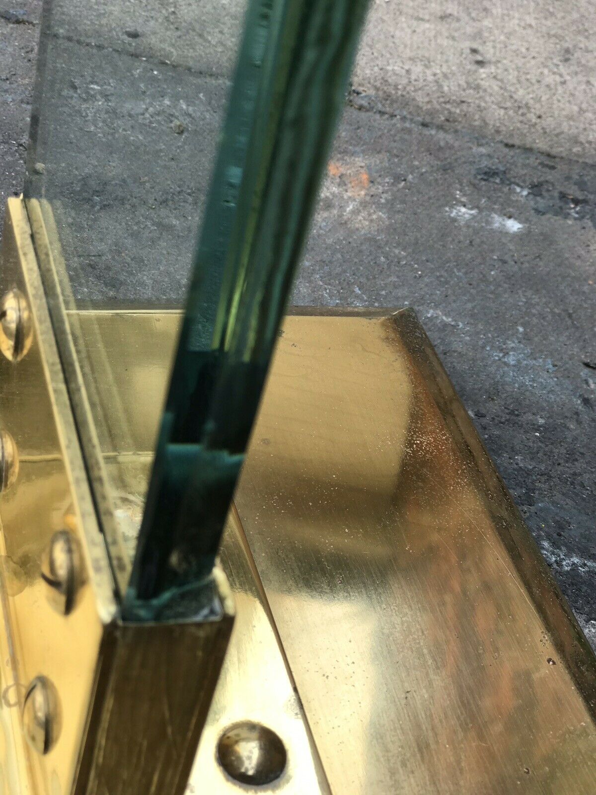 1980’s Modernist Designer Glass And Brass Lamp
