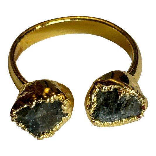 Sera Huyuk 18k Gold Vermeil Etruscan Raw Grey Tanzanite Ring
