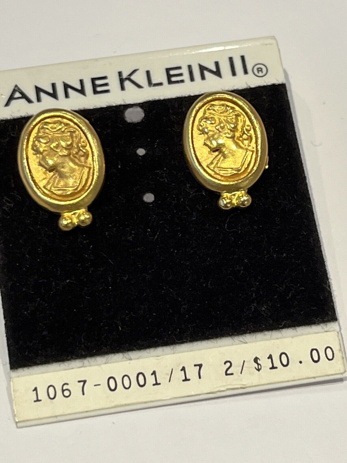Vintage Gold Tone Cameo Anne Klein II Earrings