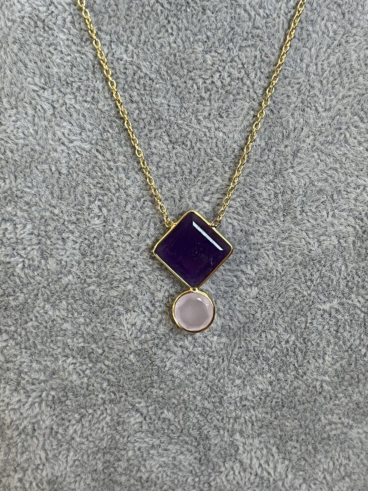 18k Gold Vermeil Amethyst Rose Quartz Necklace