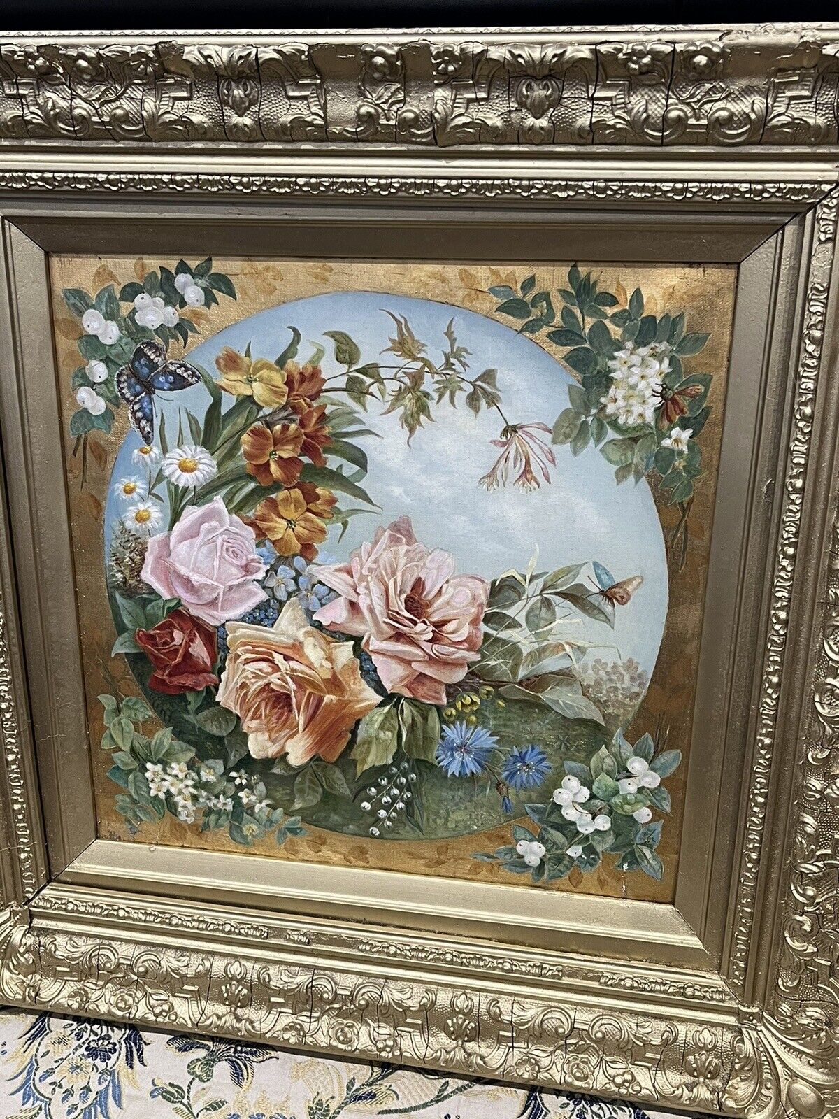 Antique Floral Still Life, On Canvas, Signed &Dated, Max Winter.