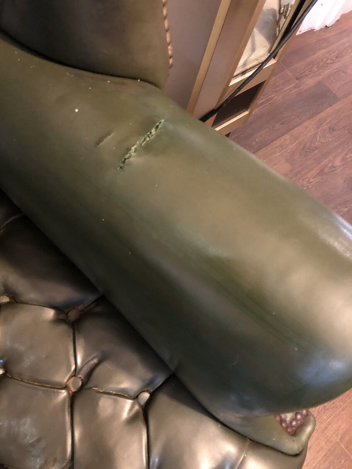 Country House Armchair In Green Buttoned Back Library Armchair