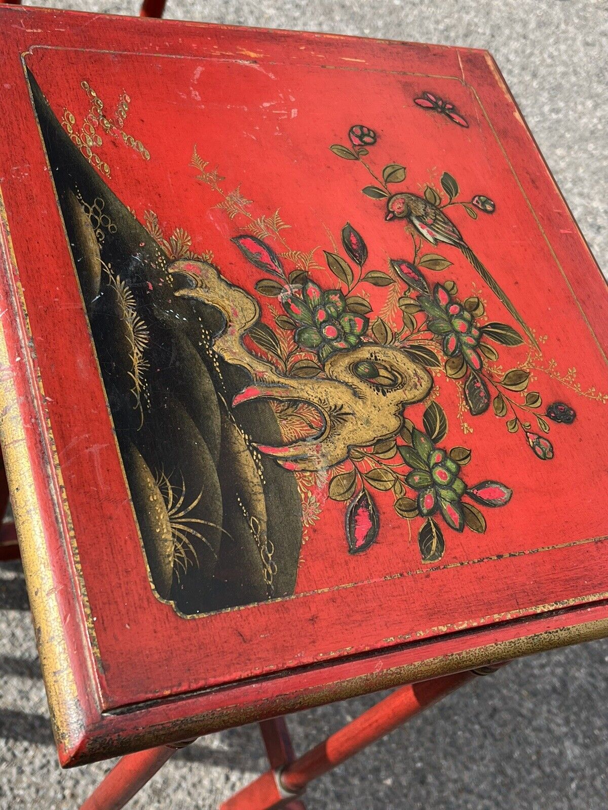 Edwardian Red Lacquered & Japanned Nest Of Tables