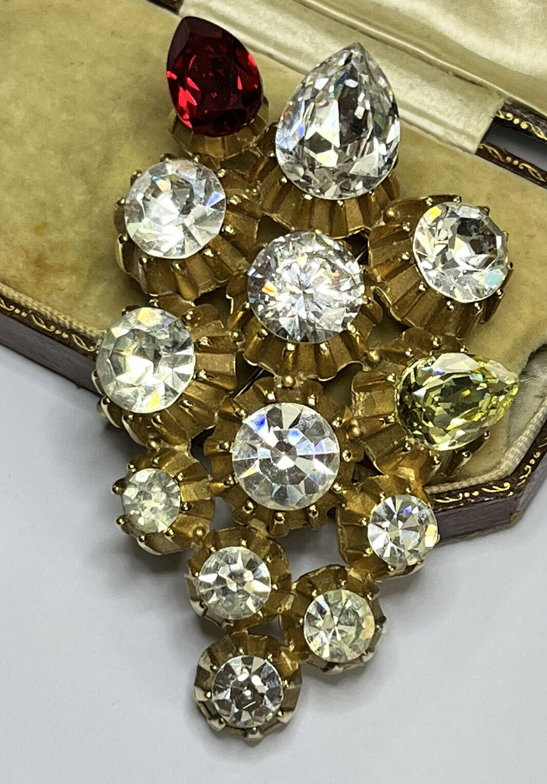 Vintage Statement Diamanté Teardrop Gold Tone Brooch