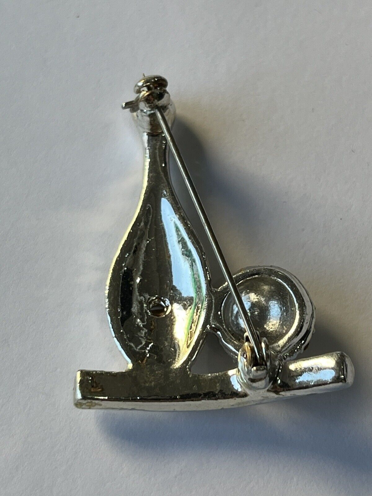 Vintage Silver Tone Ten Pin Bowling Ball And Pin Brooch