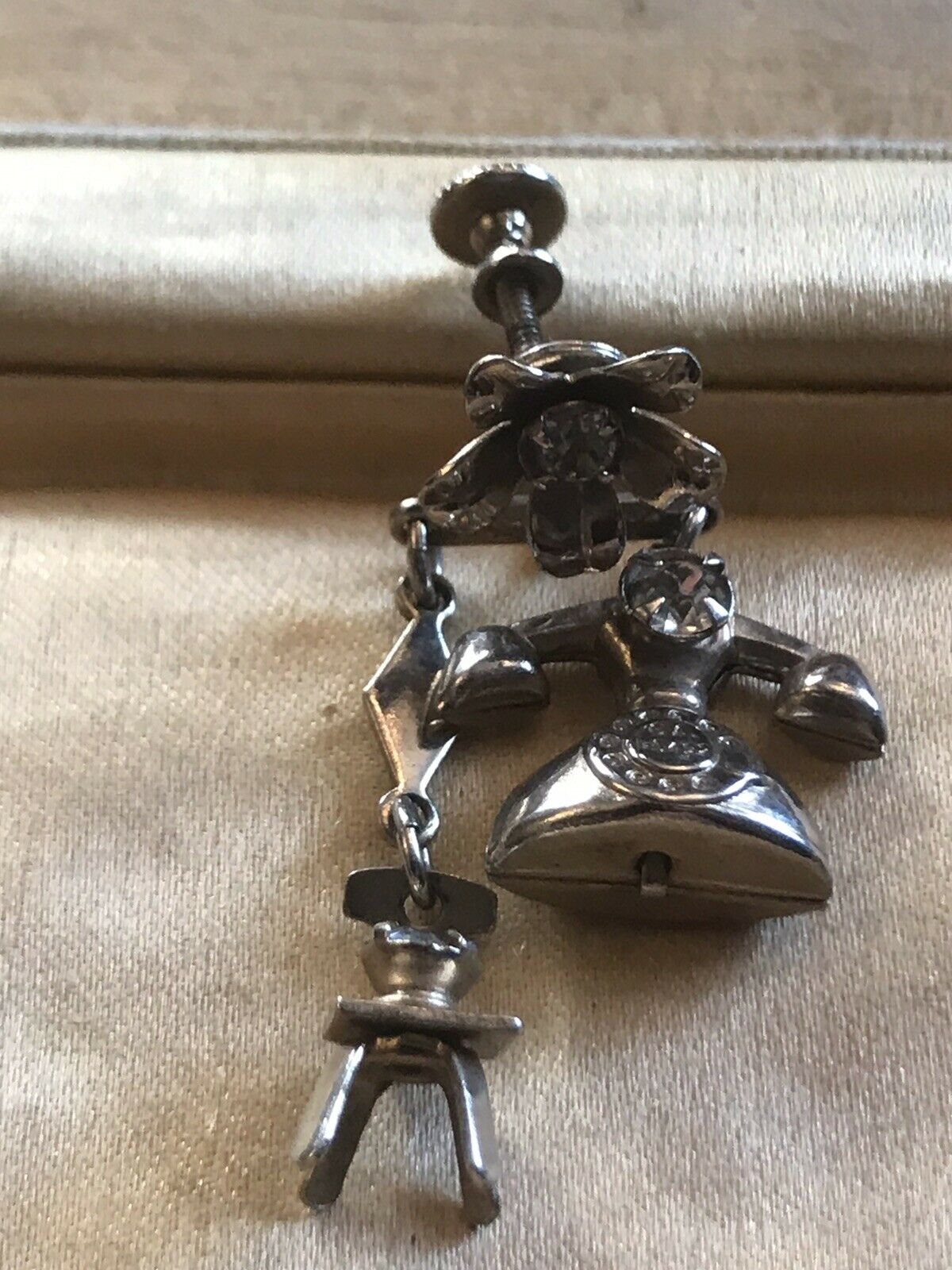 Vintage Unusual Telephone And Chair Screwback Earrings