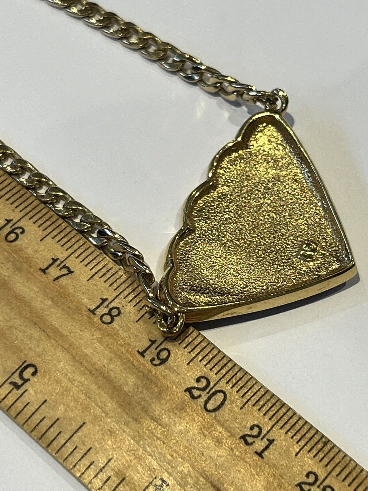 Vintage Gold Plated Blue Black Enamel Signed Necklace