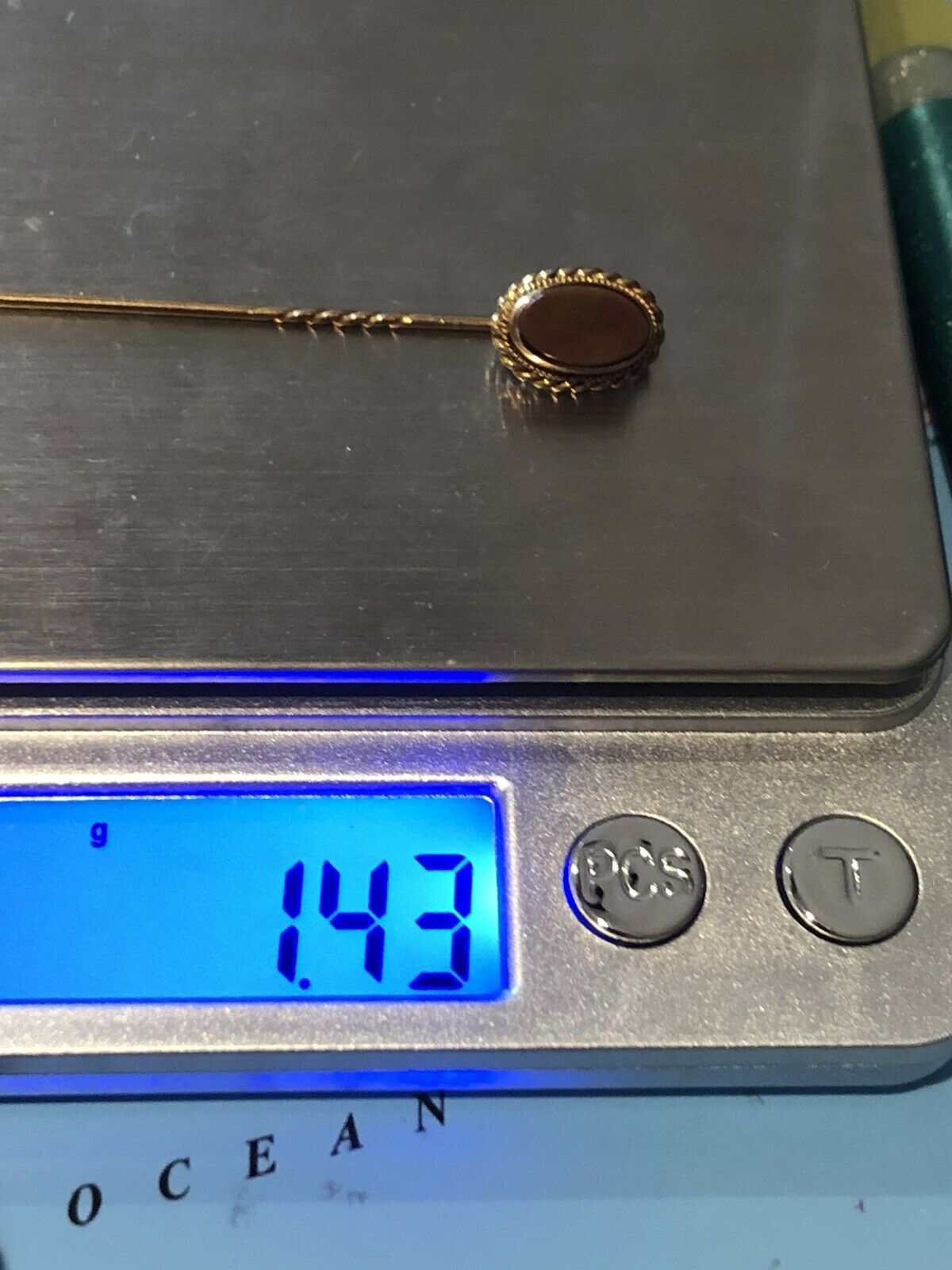 Antique 9ct Gold Stick Scarf Hat Pin