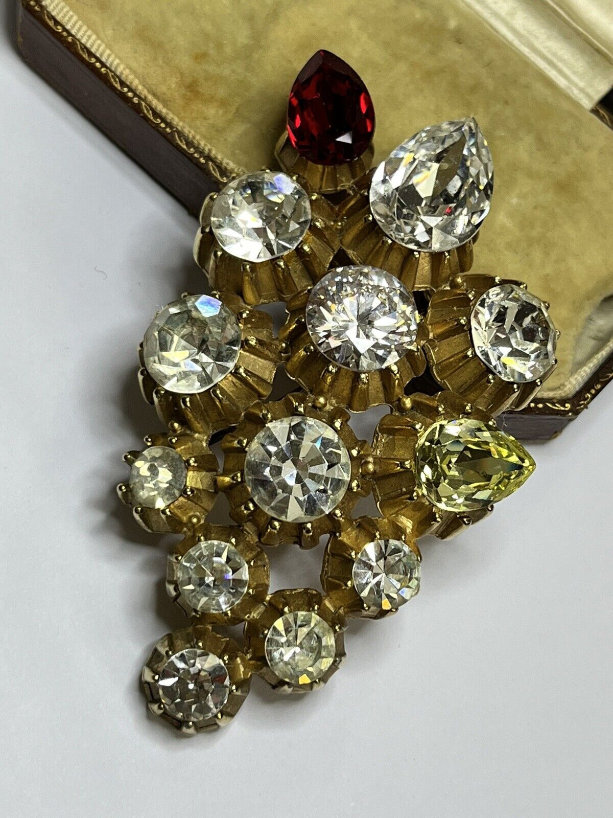 Vintage Statement Diamanté Teardrop Gold Tone Brooch
