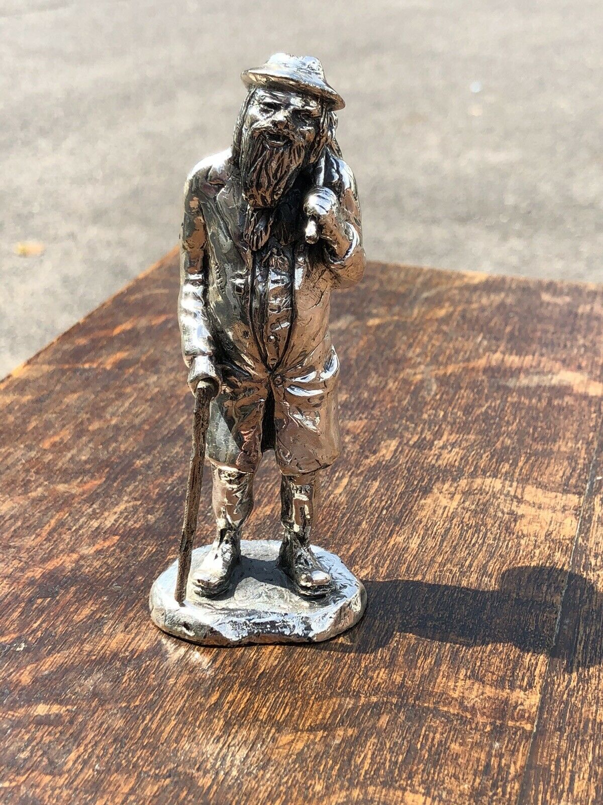Silver Plate Figure. Homeless, Highly Detailed Figure.