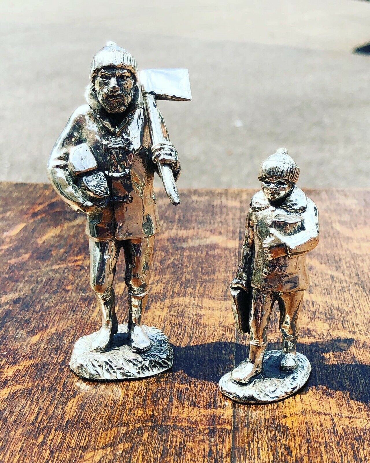 Silver Plate Figures. Woodcutters, Highly Detailed Figures.