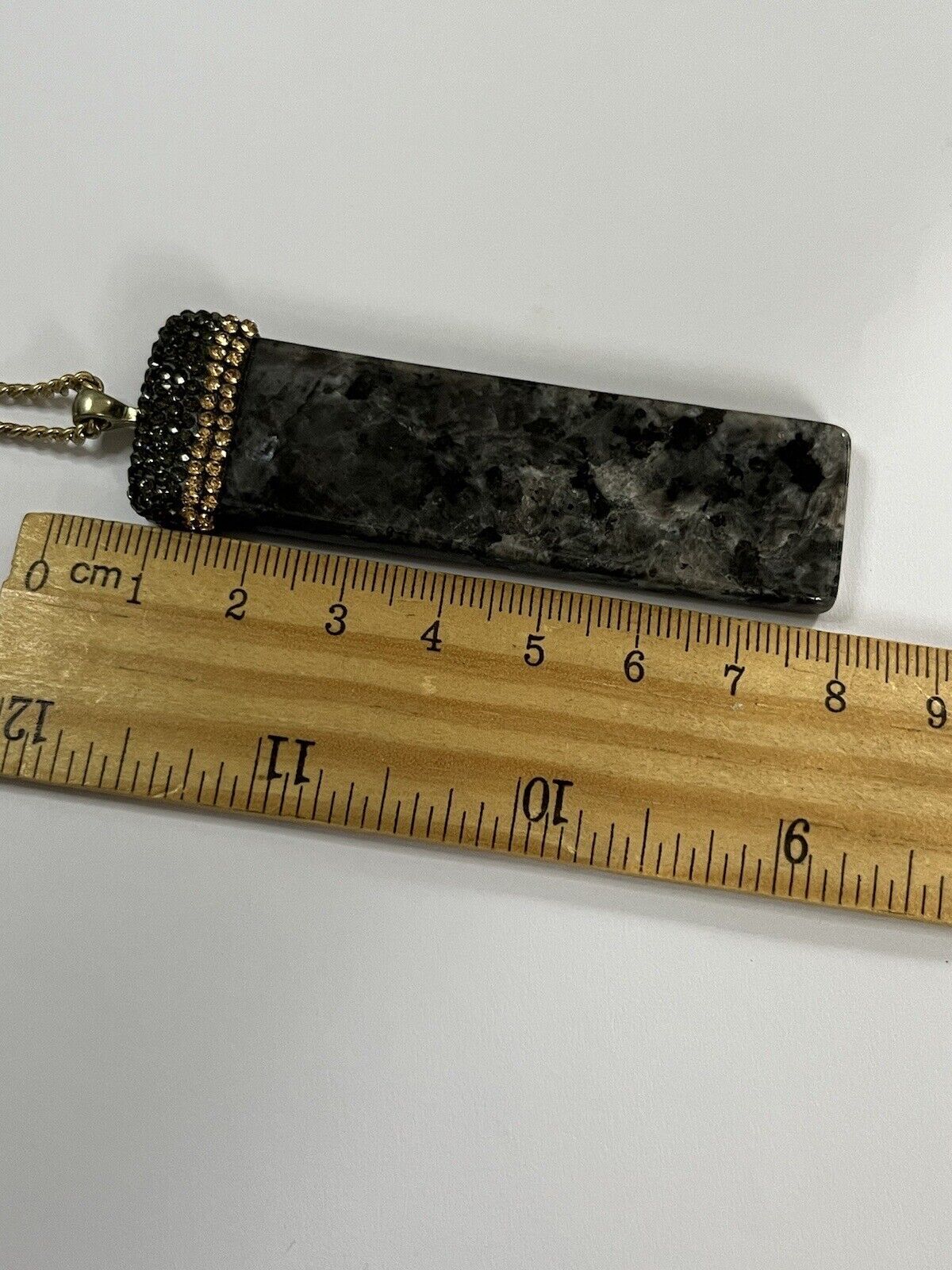 Vintage Natural Stone Diamanté Pendant Necklace