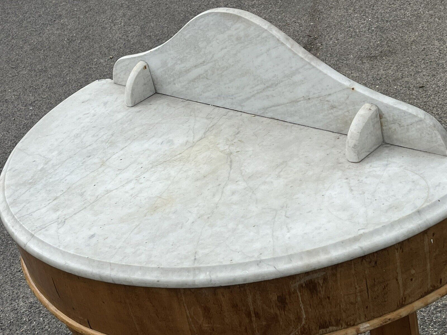 Victorian Half Round Hall Table With Marble Top